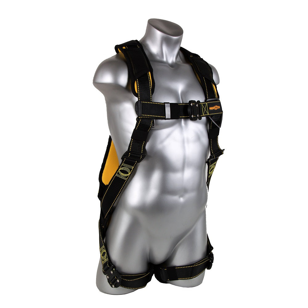 Guardian 21046 Cyclone HUV Harness M-L, Black-Yellow, Quick-Connect Chest/Leg, No Waist, Non Construction