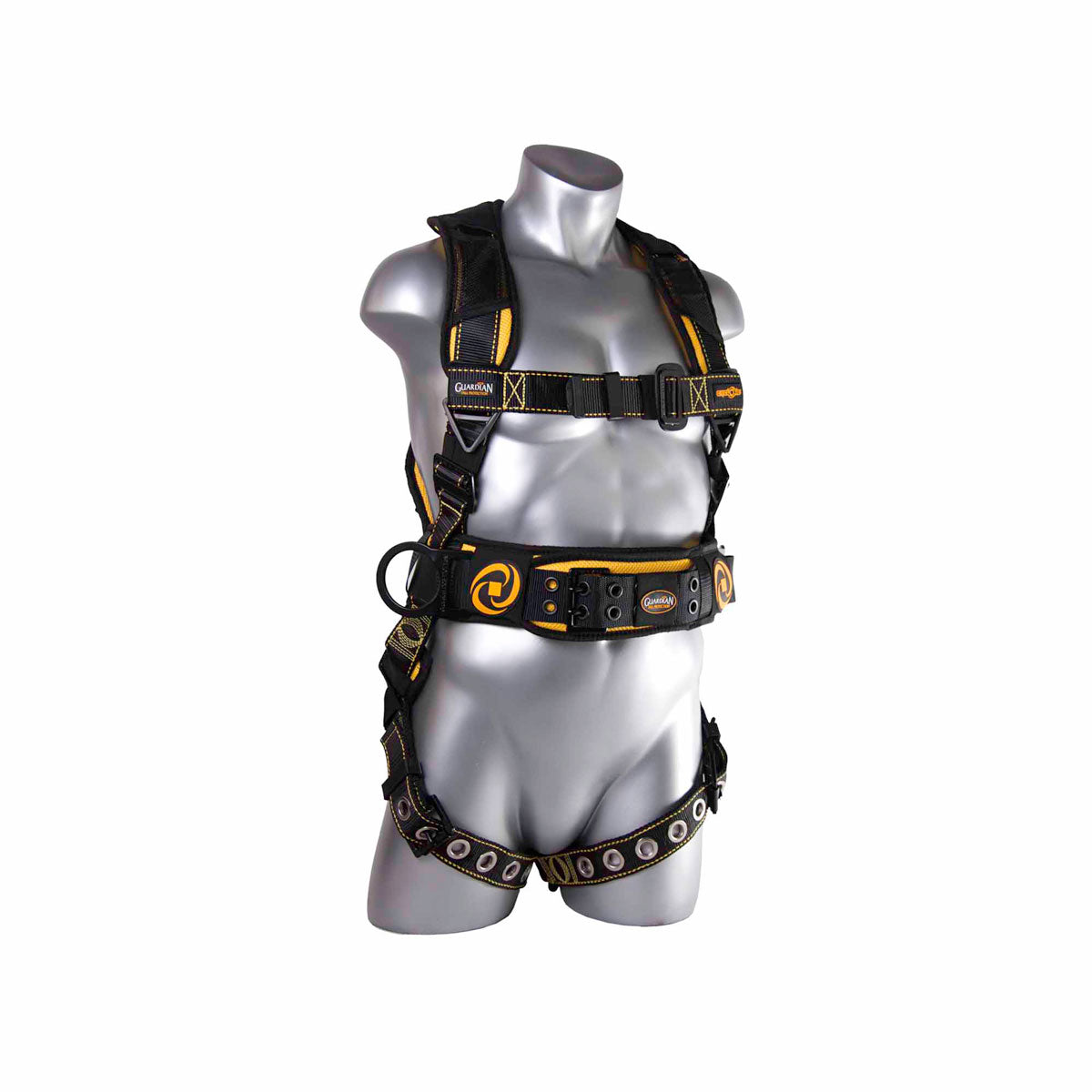 Guardian 21066 Cyclone HUV Construction Harness XL, Black-Yellow, Pass-Thru Chest, TB Leg/Waist