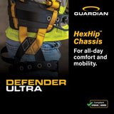 Guardian 3737193 Defender Ultra Construction Full Body Harness M-L Pass Through Chest Tongue Buckle Legs - 4