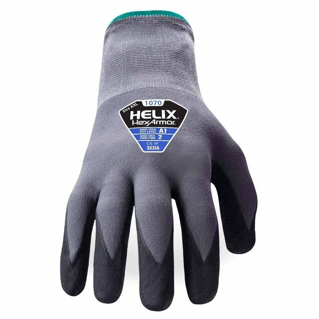 HexArmor 1070-M (8) Helix Low-Cut 15-Gauge Nylon/Spandex Gloves With Microfoam Nitrile Palm, Size M