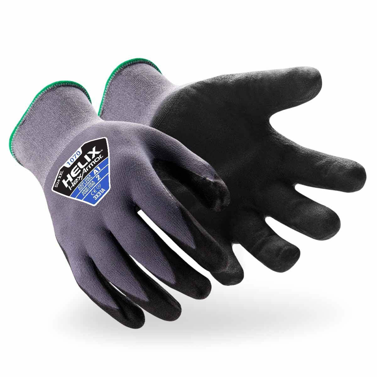 HexArmor 1070-M (8) Helix Low-Cut 15-Gauge Nylon/Spandex Gloves With Microfoam Nitrile Palm, Size M - 2