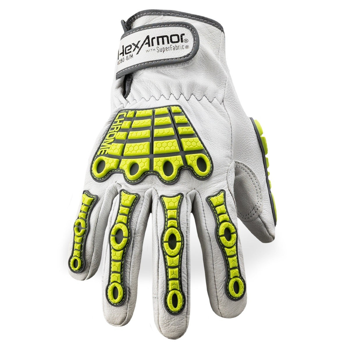HexArmor 4080-XS (6) Chrome Series 4080 Leather Impact Work Gloves with Goatskin Palm Size XS - 2