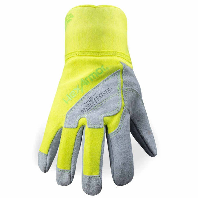HexArmor 5039-XL (10) SteelLeather IX Cut-Resistant Leather Work Gloves, ANSI A8, Hi-Vis Back