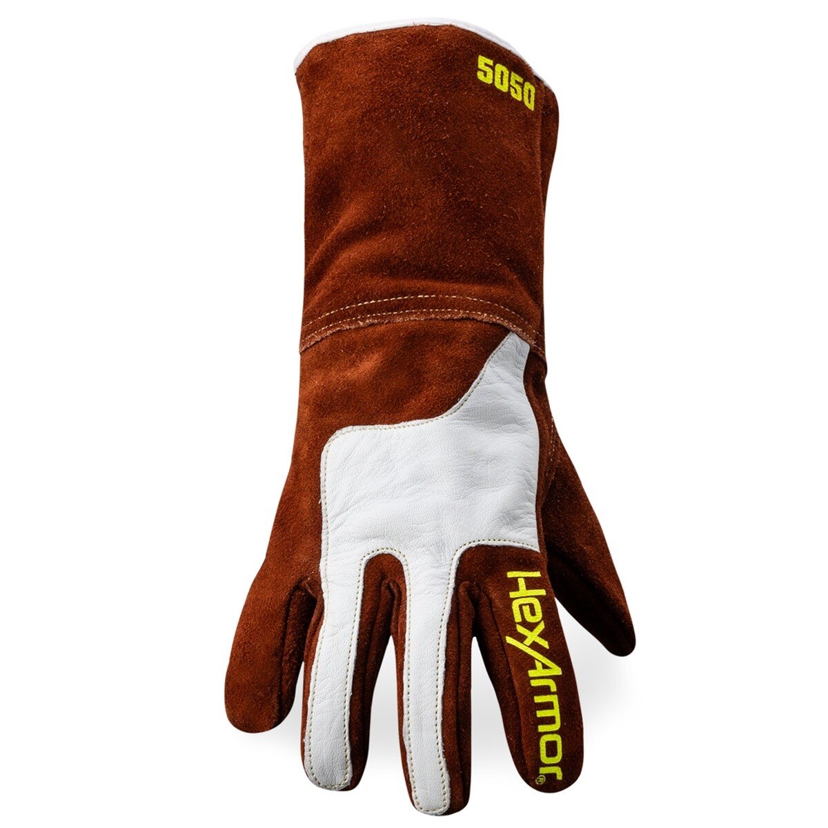 HexArmor 5050-XL HeatHide Split Cowhide Welding Gauntlet Glove with 5.5" Cuff Size XL - 2