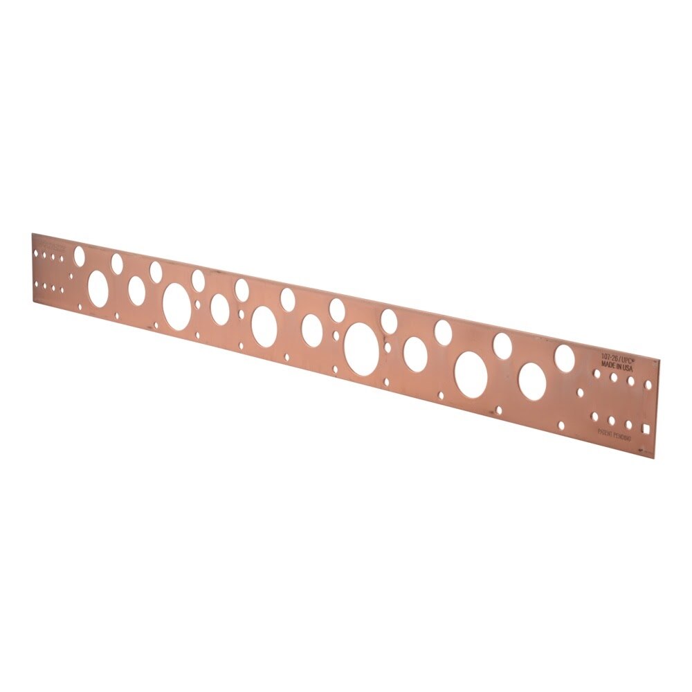 HoldRite 107-26 26 in. Copper-Bonded Flat Pipe Support Bracket for 1/2 in. to 1-1/4 in. Pipe