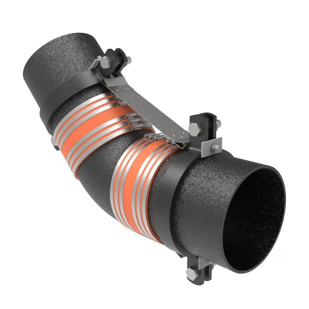 HoldRite 117-15L 15 in. No-Hub 1/8 Bend Fitting Restraint for Hubless Cast Iron Soil Pipe - 2