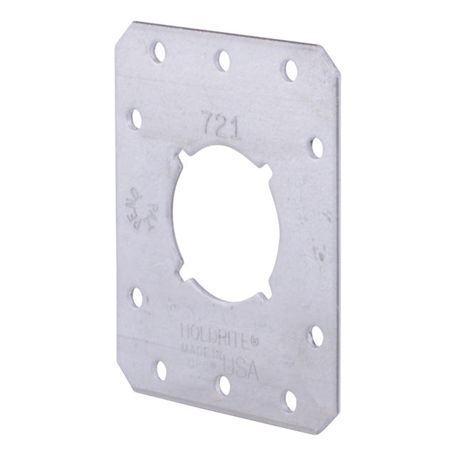 HoldRite 721 3.38 in x 2.75 in Galvanized Single Hole Bracket with Keyed Hole for PEX Pipe