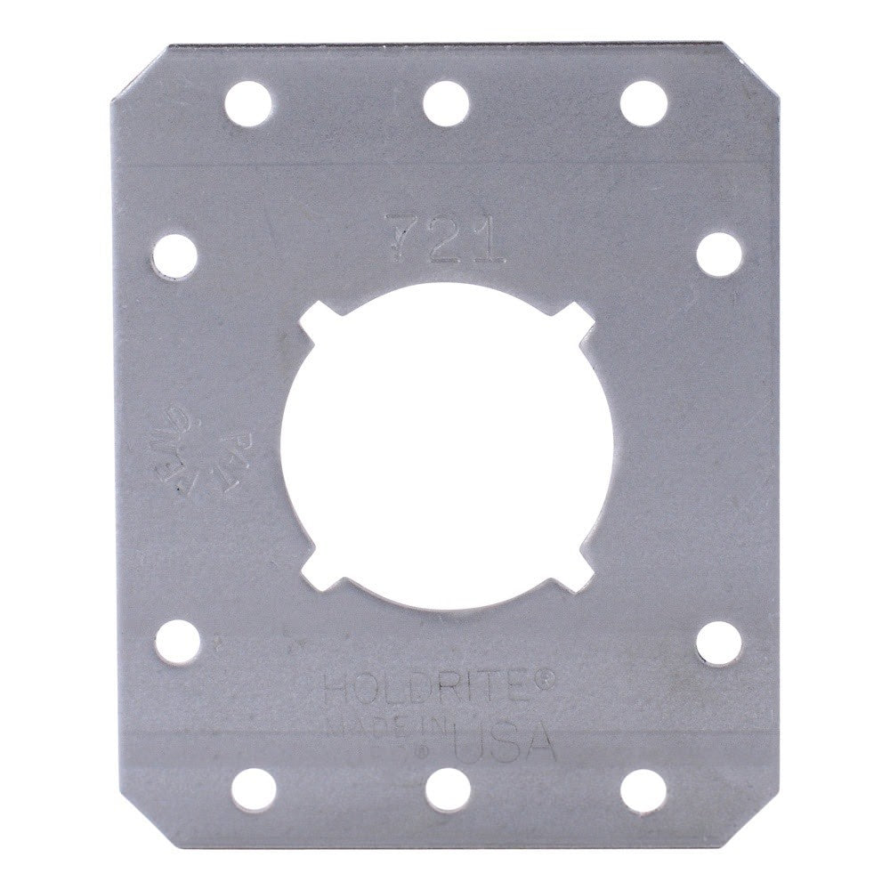 HoldRite 721 3.38 in x 2.75 in Galvanized Single Hole Bracket with Keyed Hole for PEX Pipe - 2