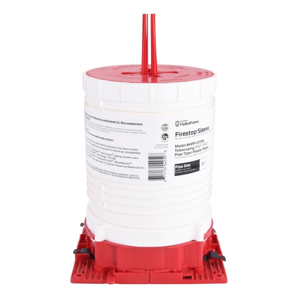 HoldRite HFP-CF3PL 3 in. Firestop Closet Flange Telescoping Sleeve 7-1/2 in. to 11-3/4 in. Tall - 2