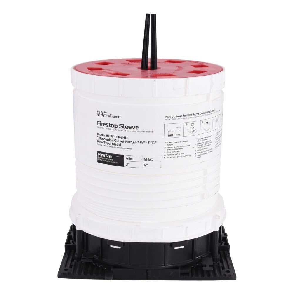 HoldRite HFP-CF4NH HydroFlame Pro Closet Flange Sleeve 3 in. to 4 in. 7-1/2 in. to 11-3/4 in. - 2