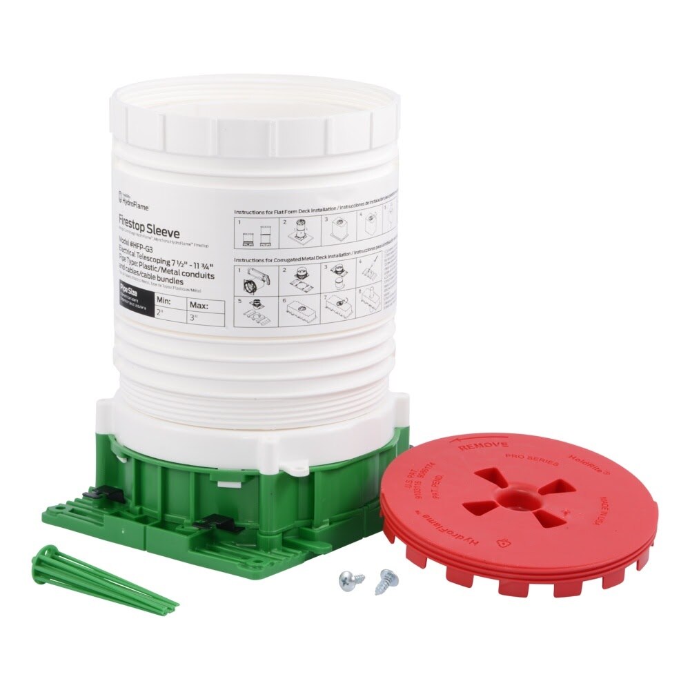 HoldRite HFP-G3 3 in. Electrical Firestop Telescoping Deck Sleeve 7-1/2 in. to 11-3/4 in. Tall - 2