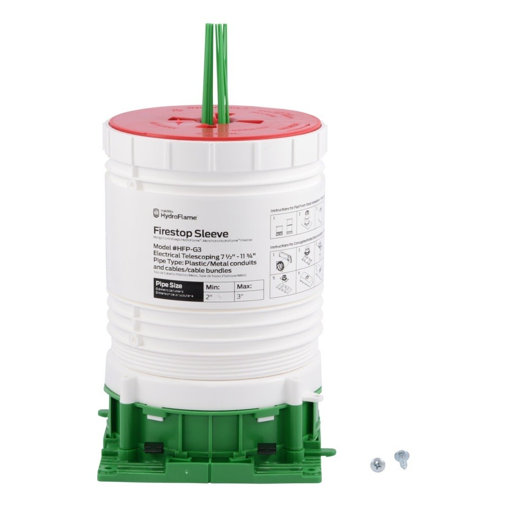 HoldRite HFP-G3 3 in. Electrical Firestop Telescoping Deck Sleeve 7-1/2 in. to 11-3/4 in. Tall - 3
