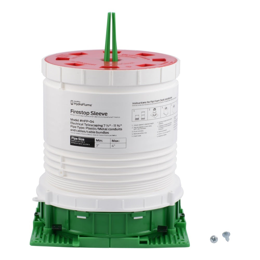 HoldRite HFP-G4 HydroFlame Pro Electrical Firestop Telescoping Deck Sleeve 3 in. to 4 in. x 7-1/2 in. to 11-3/4 in. Tall - 3