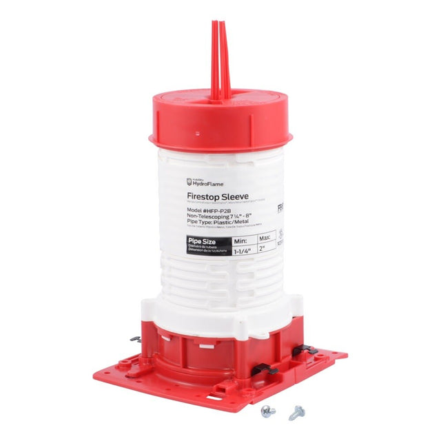 HoldRite HFP-P2B HydroFlame Pro Series Fire Stop Deck Sleeve for 1-1/4 in. to 2 in. Plastic or Metal Pipe, 7-1/4 in. to 8 in. Tall with Adjustable Cap