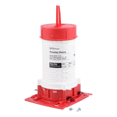 HoldRite HFP-P2B HydroFlame Pro Series Fire Stop Deck Sleeve for 1-1/4 in. to 2 in. Plastic or Metal Pipe, 7-1/4 in. to 8 in. Tall with Adjustable Cap