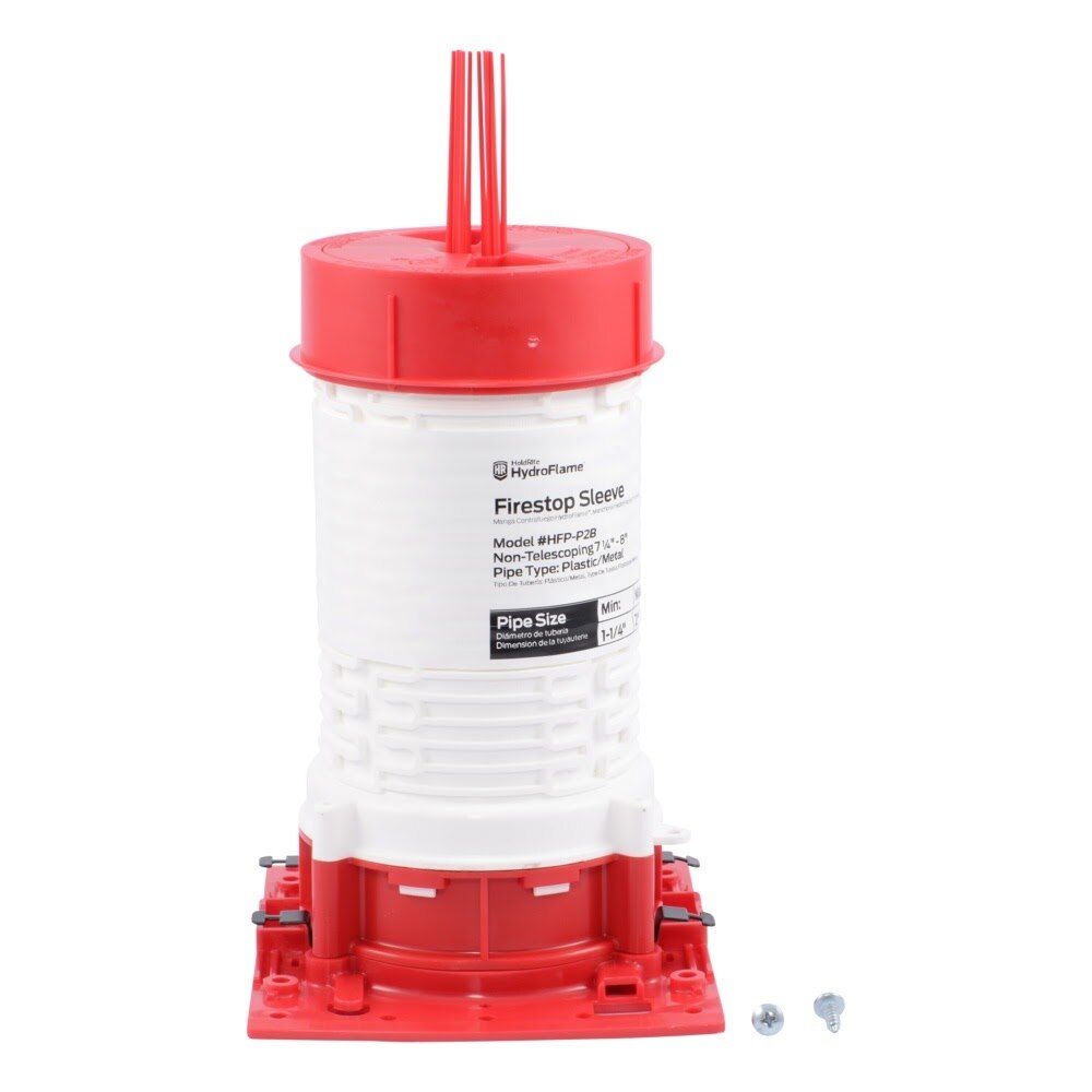 HoldRite HFP-P2B HydroFlame Pro Series Fire Stop Deck Sleeve for 1-1/4 in. to 2 in. Plastic or Metal Pipe, 7-1/4 in. to 8 in. Tall with Adjustable Cap - 3