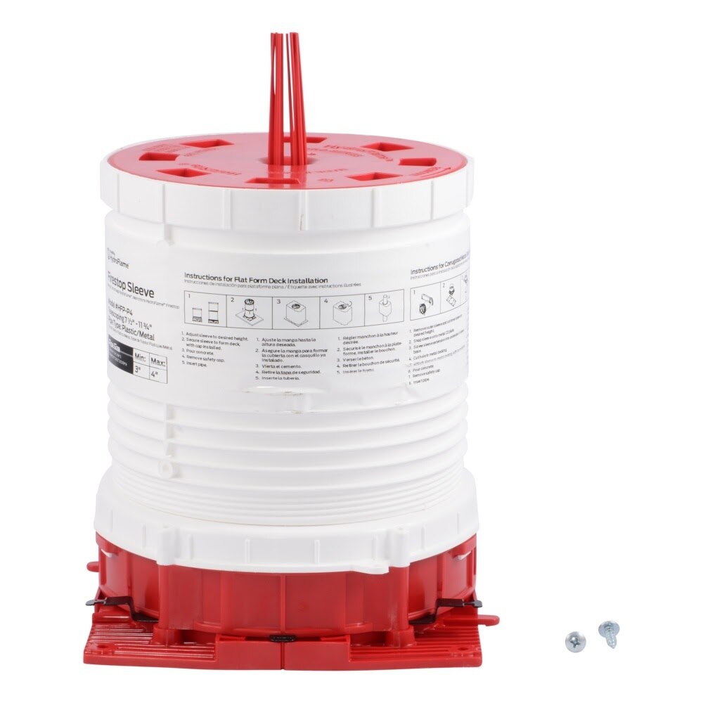 HoldRite HFP-P4 HydroFlame Pro Series Fire Stop Telescoping Deck Sleeve for 3 in. to 4 in. Plastic or Metal Pipe 7-1/2 in. to 11-3/4 in. Tall - 2
