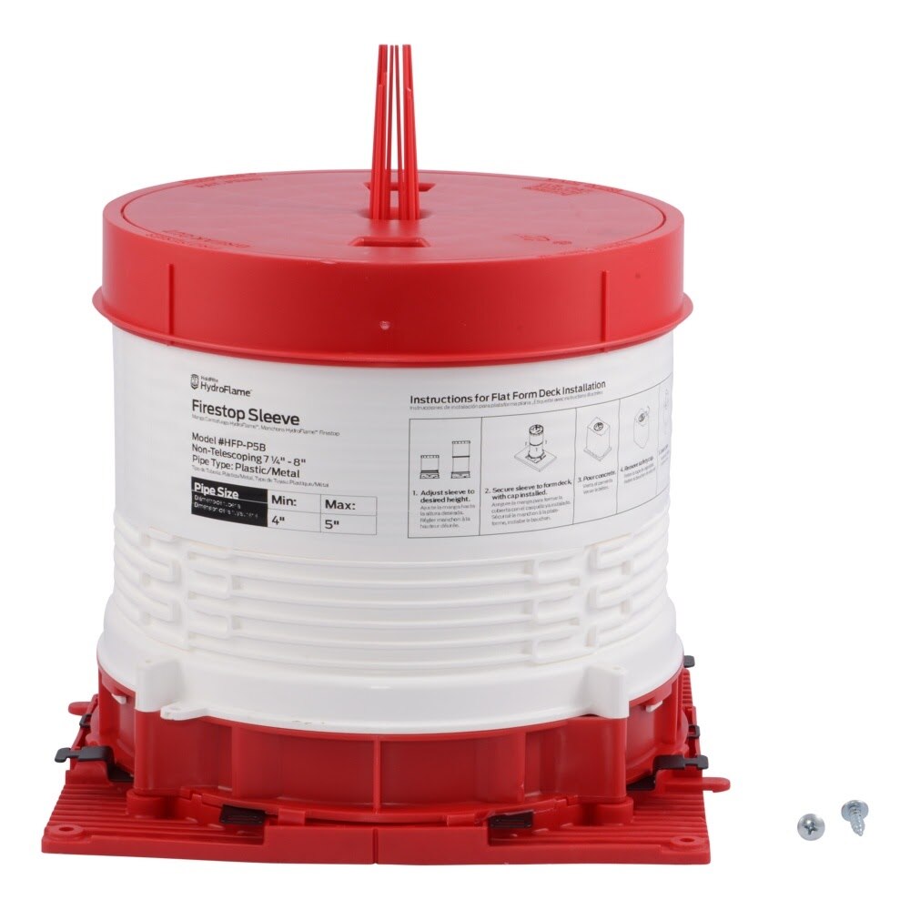 HoldRite HFP-P5B HydroFlame Pro Series Firestop Deck Sleeve for 4 in. to 5 in. Plastic or Metal Pipe, 7-1/4 in. to 8 in. Tall with Adjustable Cap - 3