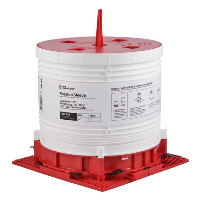 HoldRite HFP-P5 HydroFlame Pro Firestop Telescoping Deck Sleeve for 4 in. to 5 in. Plastic or Metal Pipe 7-1/2 in. to 11-3/4 in. Tall