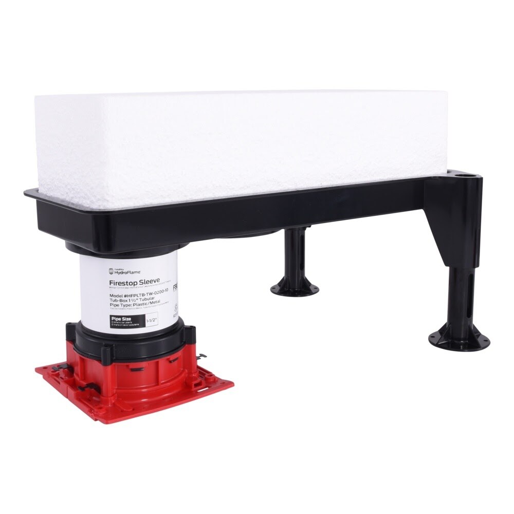 HoldRite HFPLTB-TW-0200-10 Firestop Long Tub Box 1-1-2 in OD Bathtub Drain 2 in Sleeve 10 in Tall