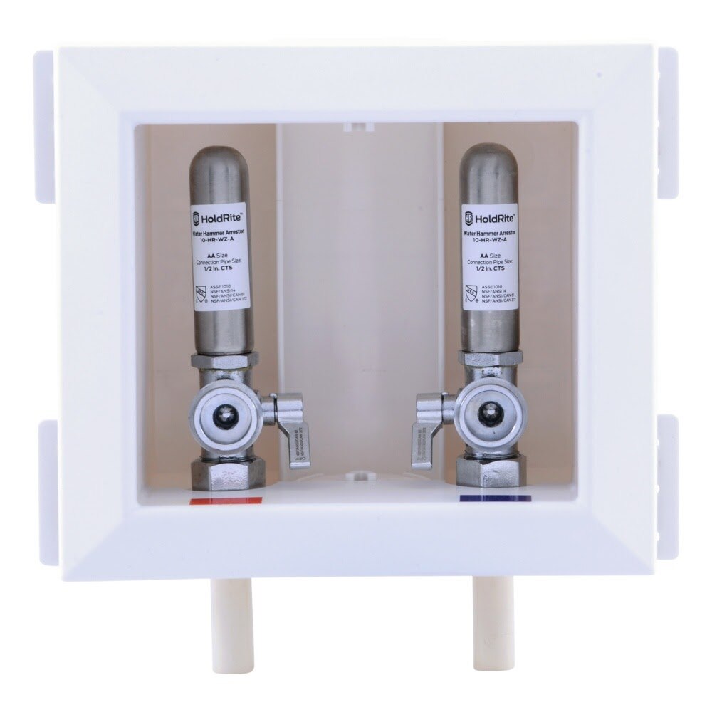 HoldRite HR-WA-C 1/2 in. CPVC Non Fire Rated Washing Machine Outlet Box with Water Hammer Arresters - 2