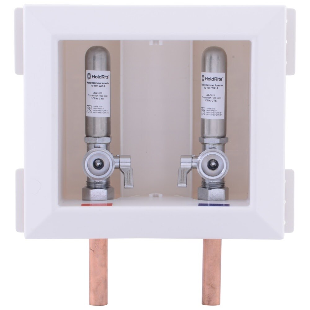 HoldRite HR-WA-M 1/2 in. Copper Non-Fire-Rated Washing Machine Outlet Box with Arrestors - 2
