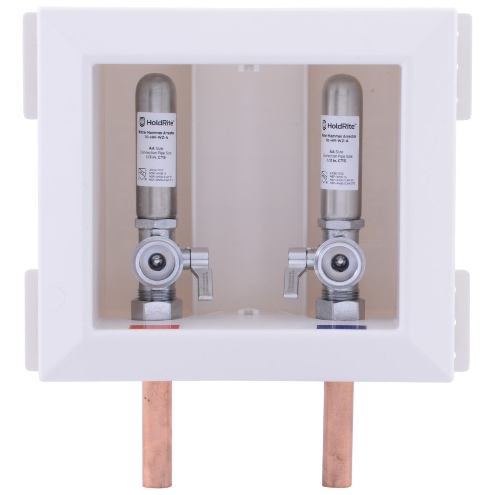 HoldRite HR-WA-M 1/2 in. Copper Non-Fire-Rated Washing Machine Outlet Box with Arrestors - 2