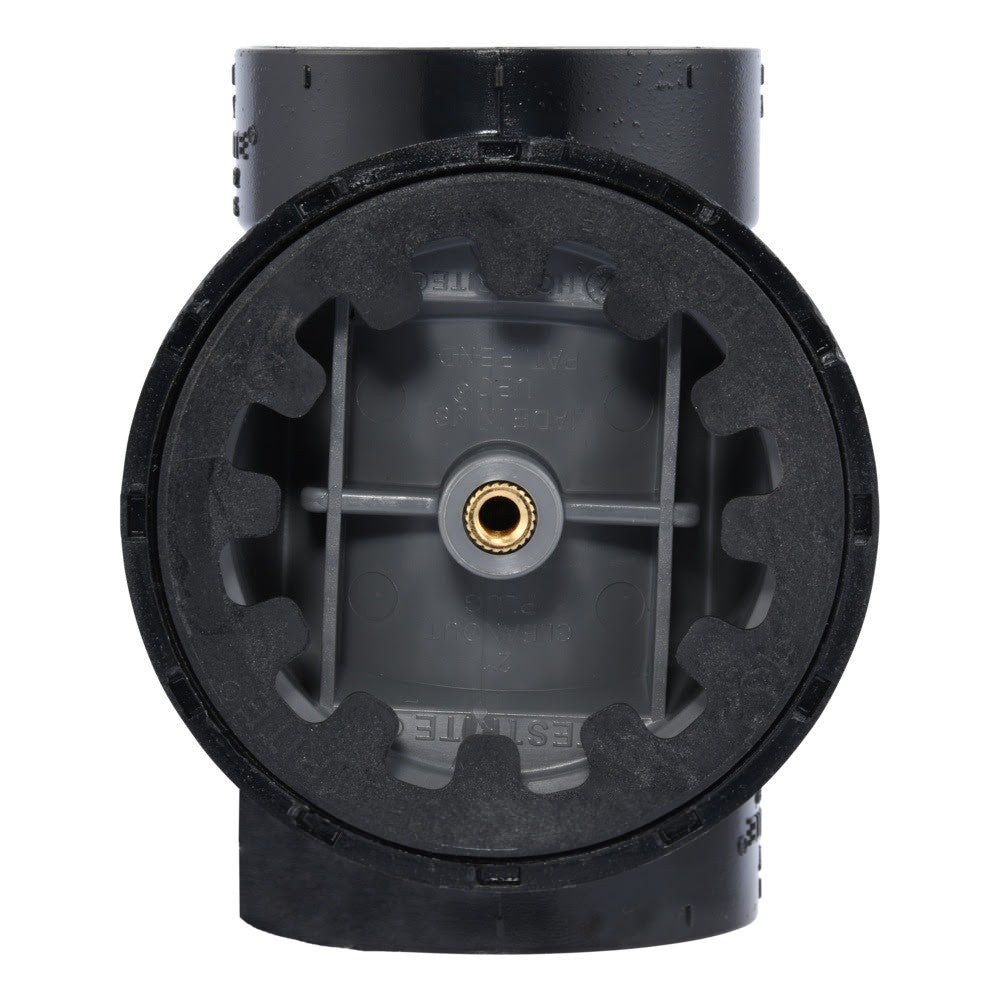 HoldRite TRABS2A-B 2 in. ABS DWV Test Cleanout Tee with Spanner Ring and Brass Insert Plug - 2