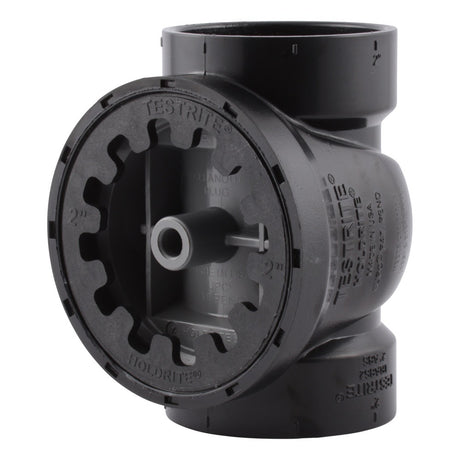 HoldRite TRABS2A 2 in ABS DWV Test Cleanout Tee with Plug and Spanner Ring