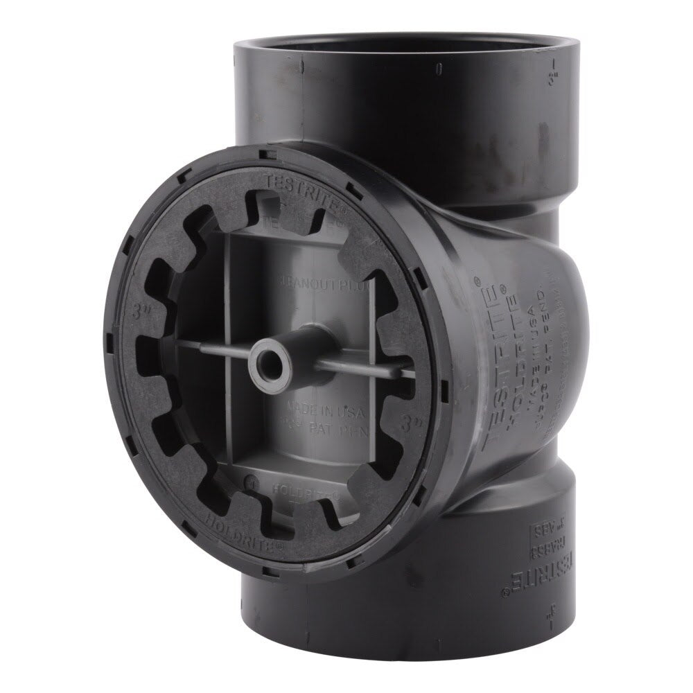 HoldRite TRABS3A 3 in TestRite ABS DWV Test Cleanout Tee with Spanner Ring and Plug