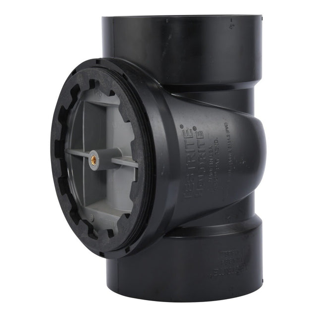 HoldRite TRABS4A-B 4 in. ABS DWV Test Cleanout Tee with Spanner Ring and Brass Insert Plug