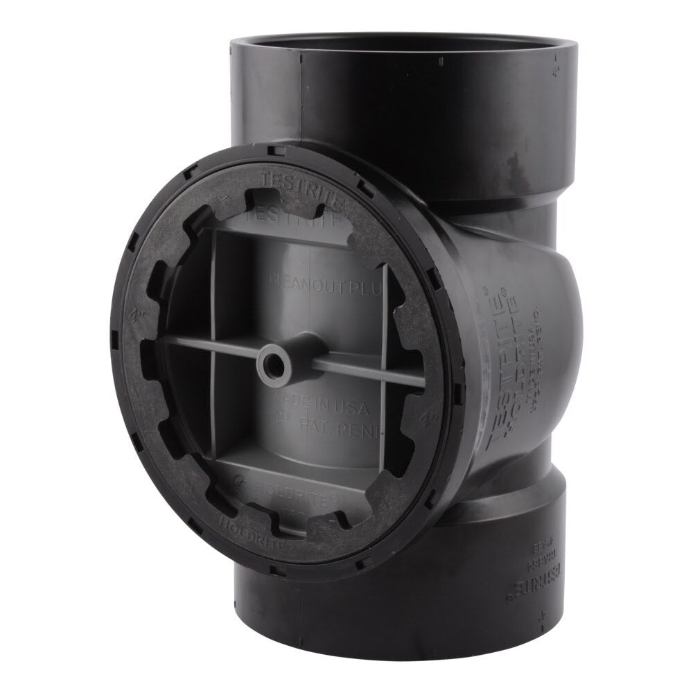 HoldRite TRABS4A 4 in. ABS DWV Test Cleanout Tee with Spanner Ring and Plug