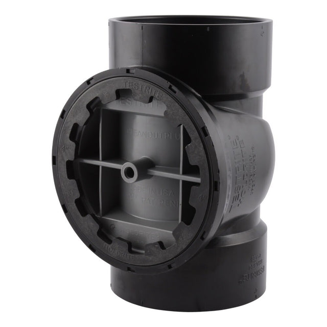HoldRite TRABS4A 4 in. ABS DWV Test Cleanout Tee with Spanner Ring and Plug