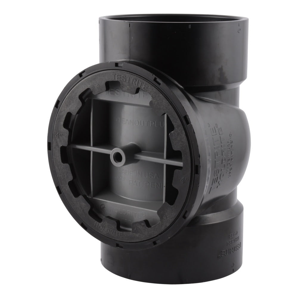 HoldRite TRABS4A 4 in. ABS DWV Test Cleanout Tee with Spanner Ring and Plug