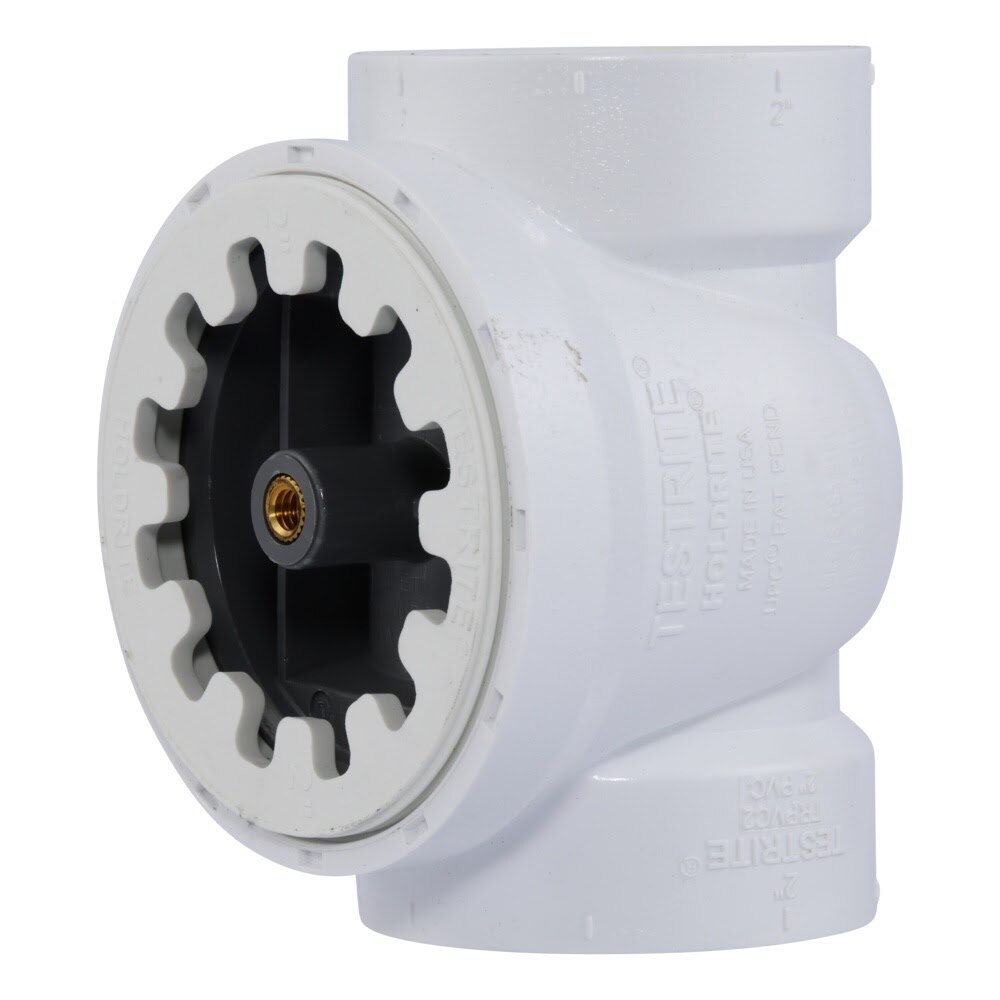 HoldRite TRPVC2A-B 2 in. PVC DWV Test Cleanout Tee with Spanner Ring and Brass Insert Plug