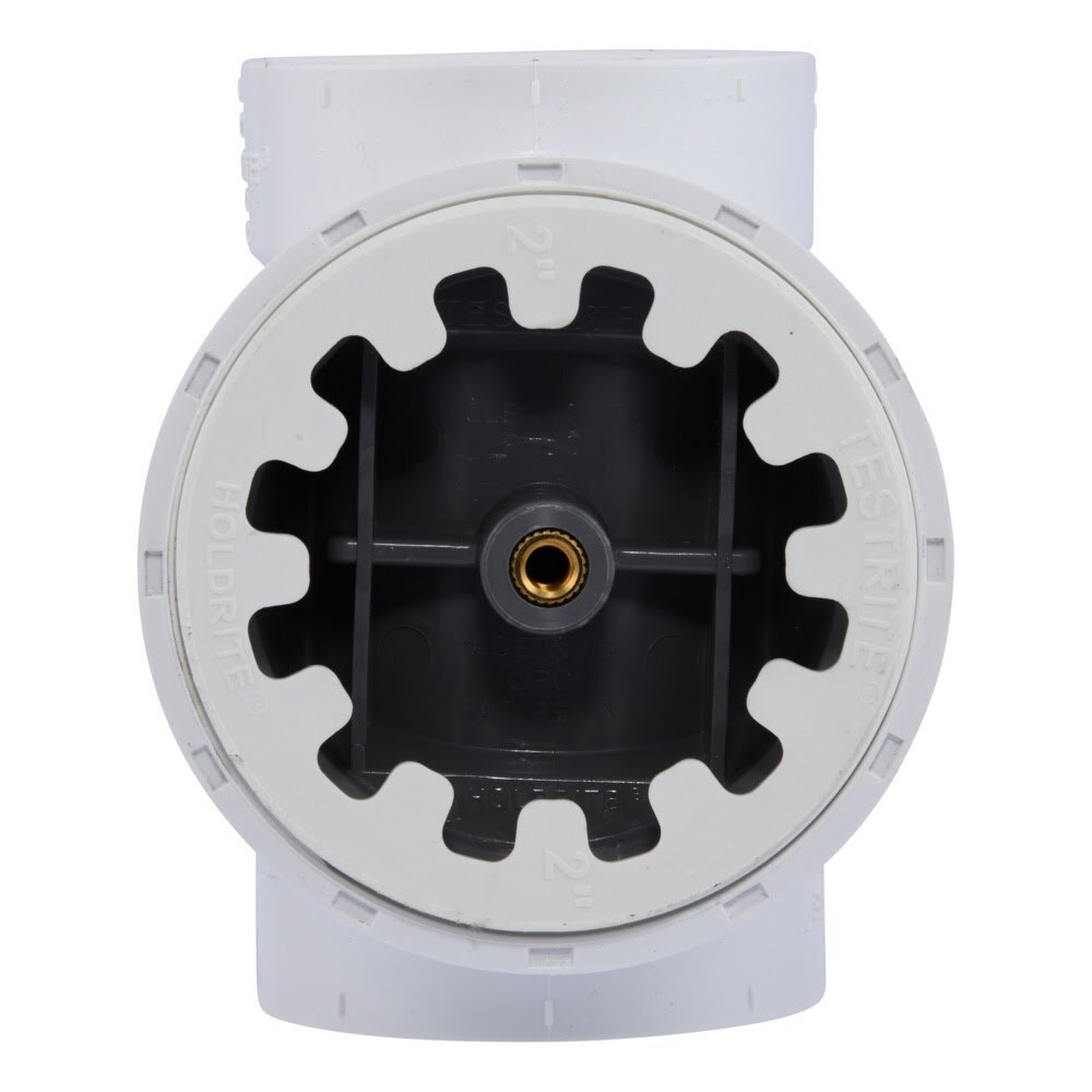 HoldRite TRPVC2A-B 2 in. PVC DWV Test Cleanout Tee with Spanner Ring and Brass Insert Plug - 2