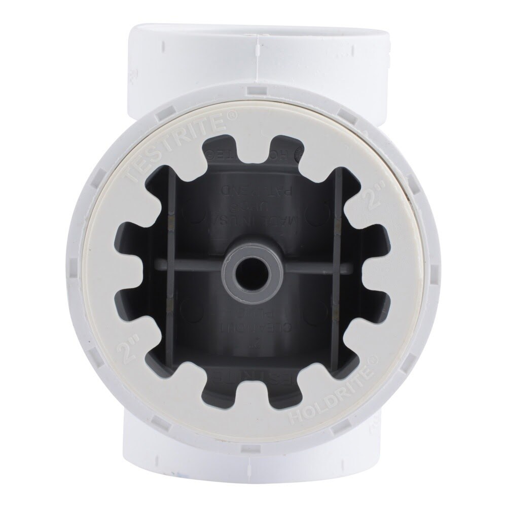 HoldRite TRPVC2A 2 in. PVC DWV Test Cleanout Tee with Plug and Spanner Ring - 3