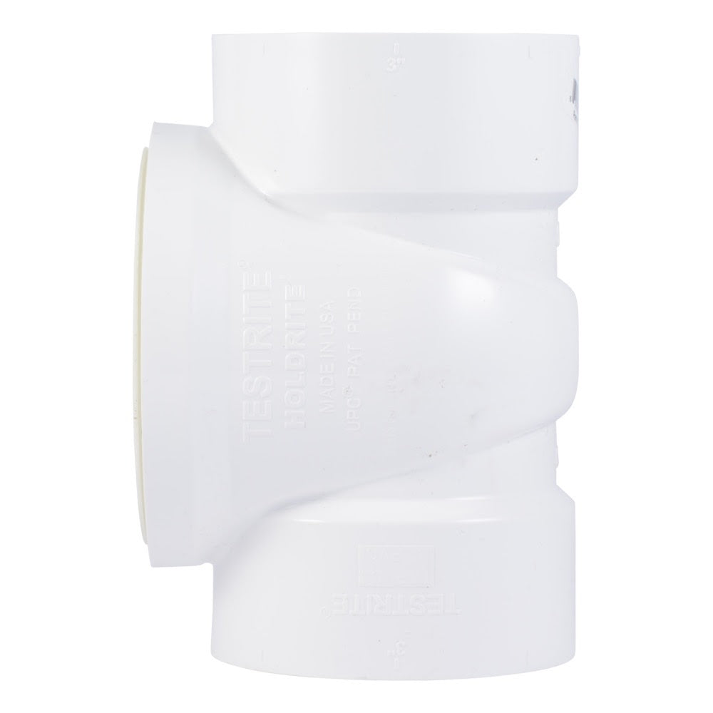 HoldRite TRPVC3A-B 3 in. PVC DWV Test Cleanout Tee with Spanner Ring and Brass Insert Plug - 2