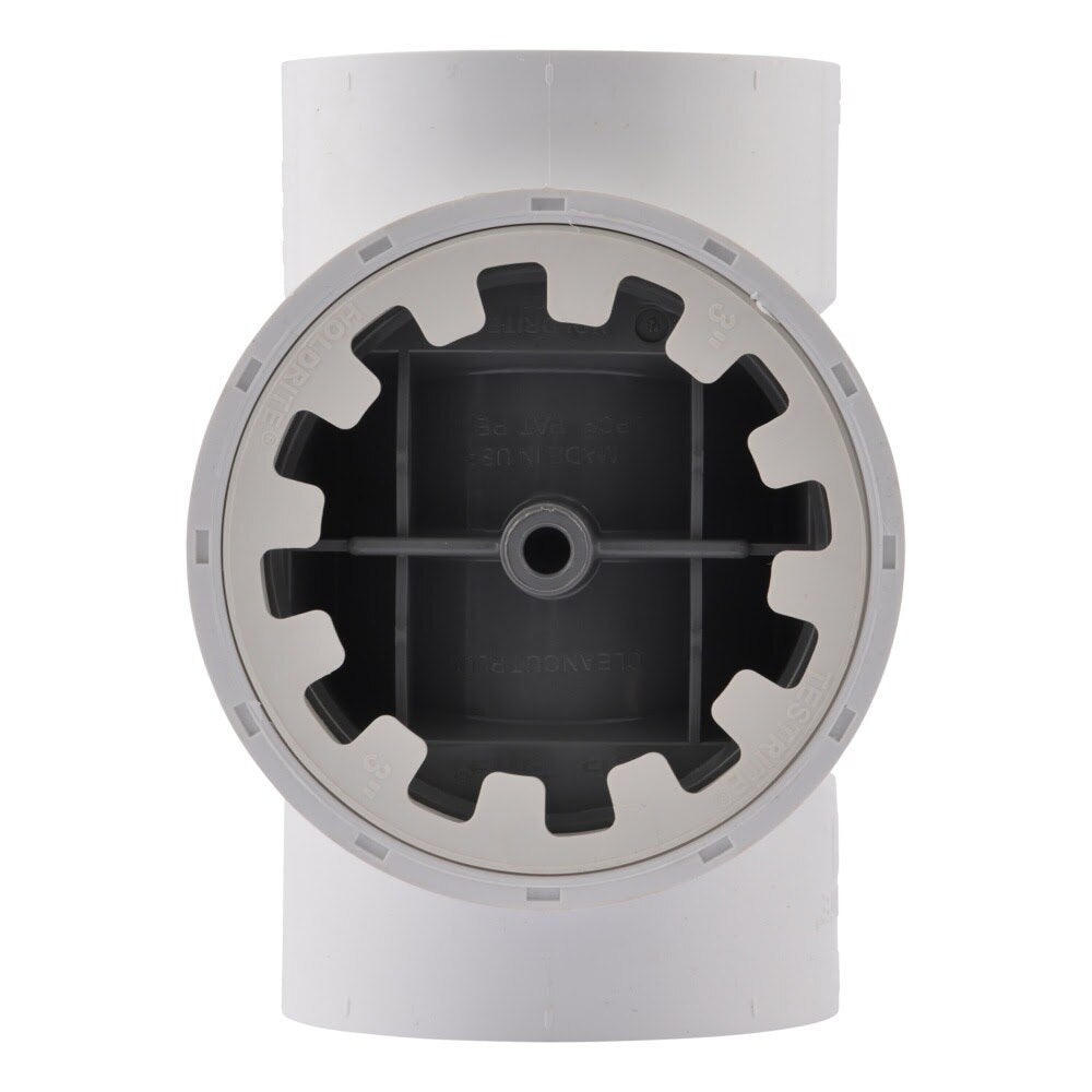 HoldRite TRPVC3A 3 in. PVC DWV Test Cleanout Tee with Spanner Ring and Plug - 3
