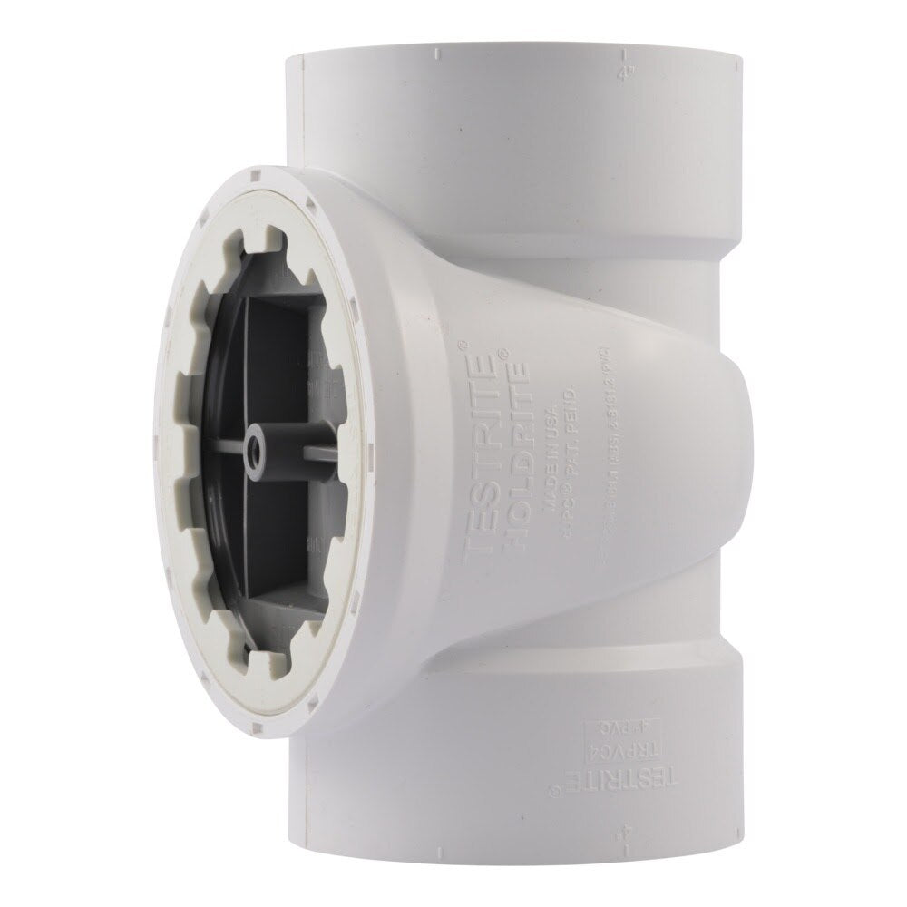 HoldRite TRPVC4A 4 in PVC DWV Test Cleanout Tee with Plug and Spanner Ring