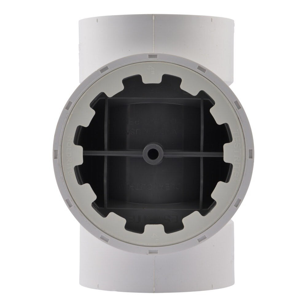 HoldRite TRPVC4A 4 in PVC DWV Test Cleanout Tee with Plug and Spanner Ring - 3