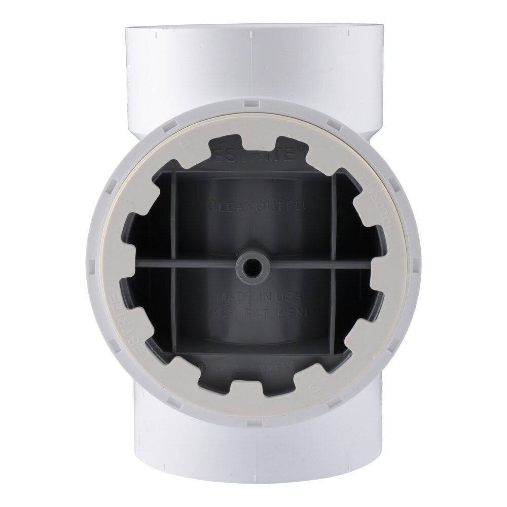 HoldRite TRPVC4 4 in. PVC DWV Test Cleanout Tee - 3