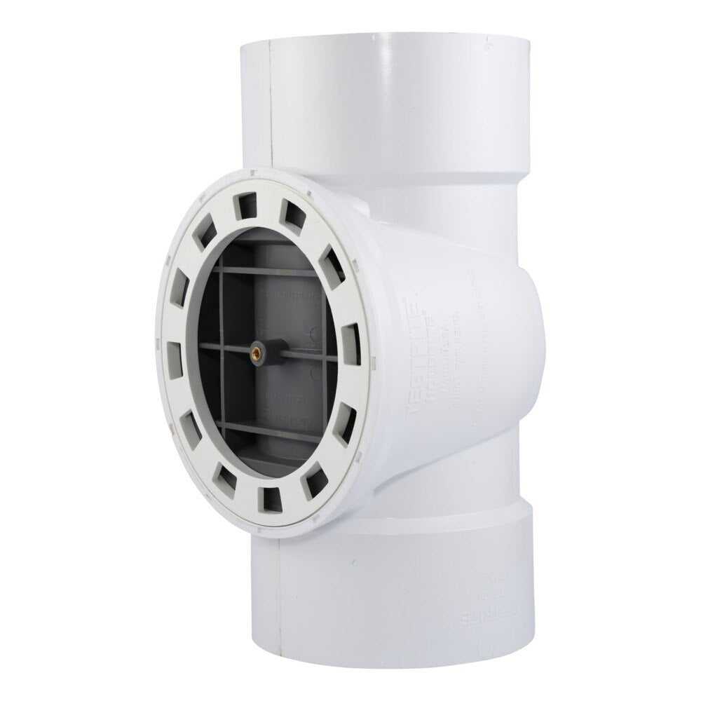 HoldRite TRPVC6A-B 6 in PVC DWV Test Cleanout Tee with Spanner Ring and Brass Insert Plug