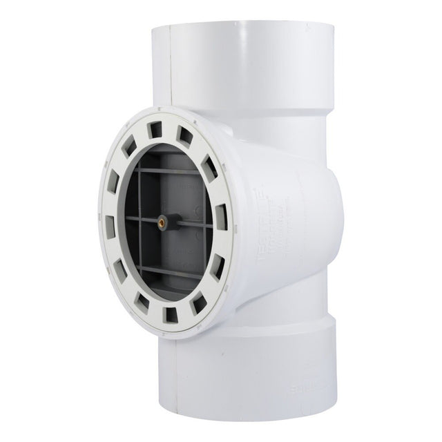 HoldRite TRPVC6A-B 6 in PVC DWV Test Cleanout Tee with Spanner Ring and Brass Insert Plug