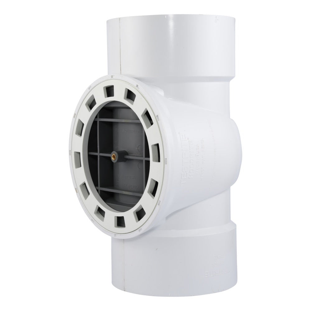 HoldRite TRPVC6A-B 6 in PVC DWV Test Cleanout Tee with Spanner Ring and Brass Insert Plug