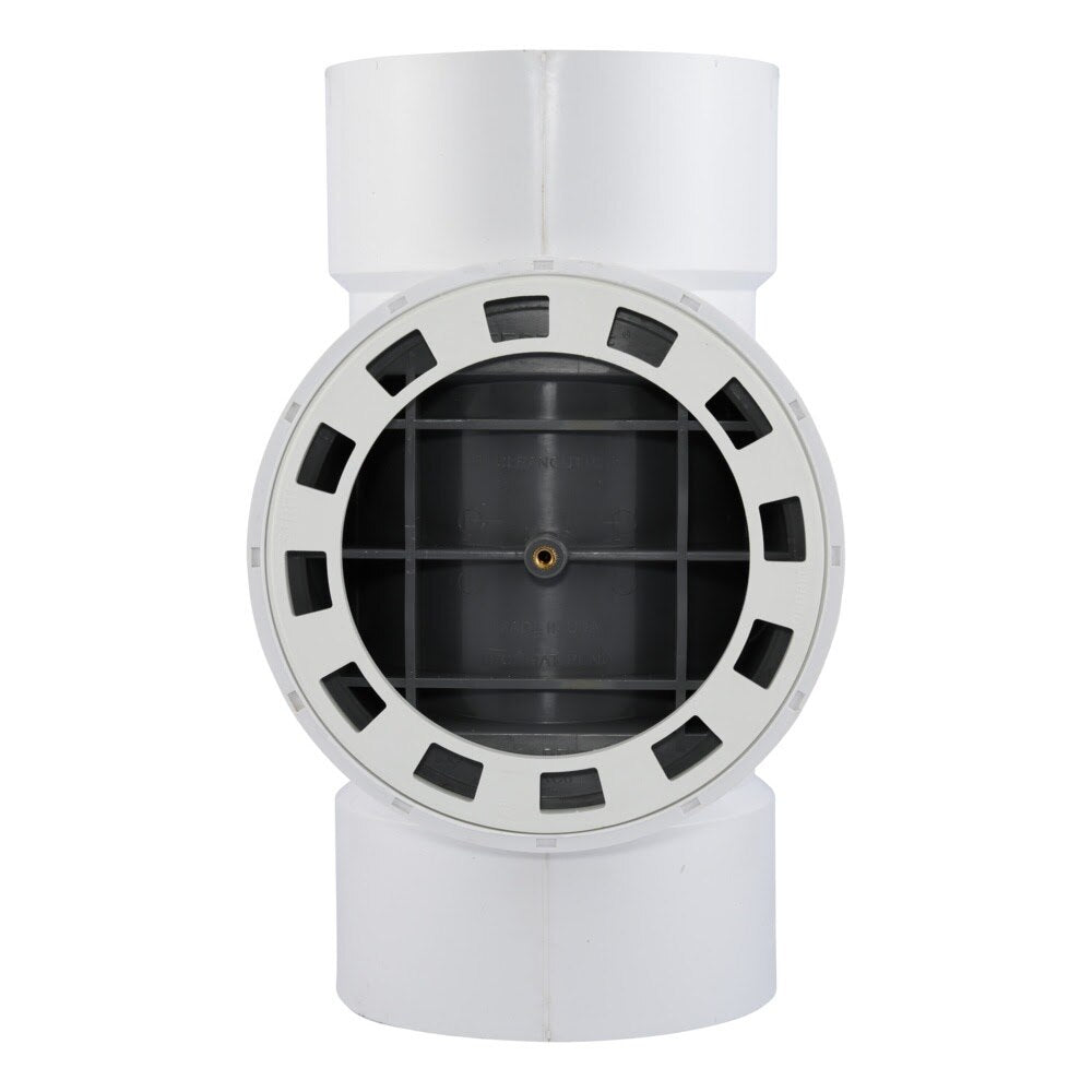 HoldRite TRPVC6A-B 6 in PVC DWV Test Cleanout Tee with Spanner Ring and Brass Insert Plug - 2