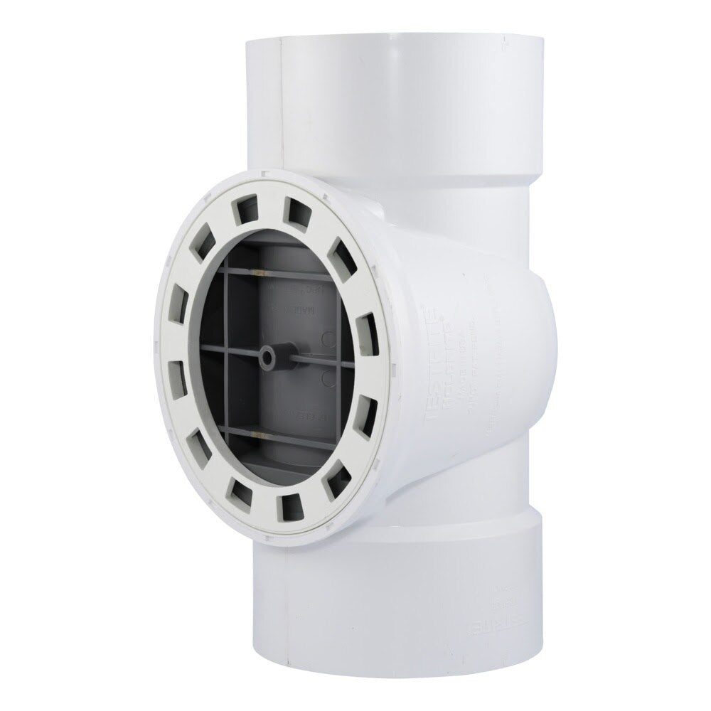 HoldRite TRPVC6A 6 in. TestRite PVC DWV Test Cleanout Tee with Spanner Ring and Plug - 2