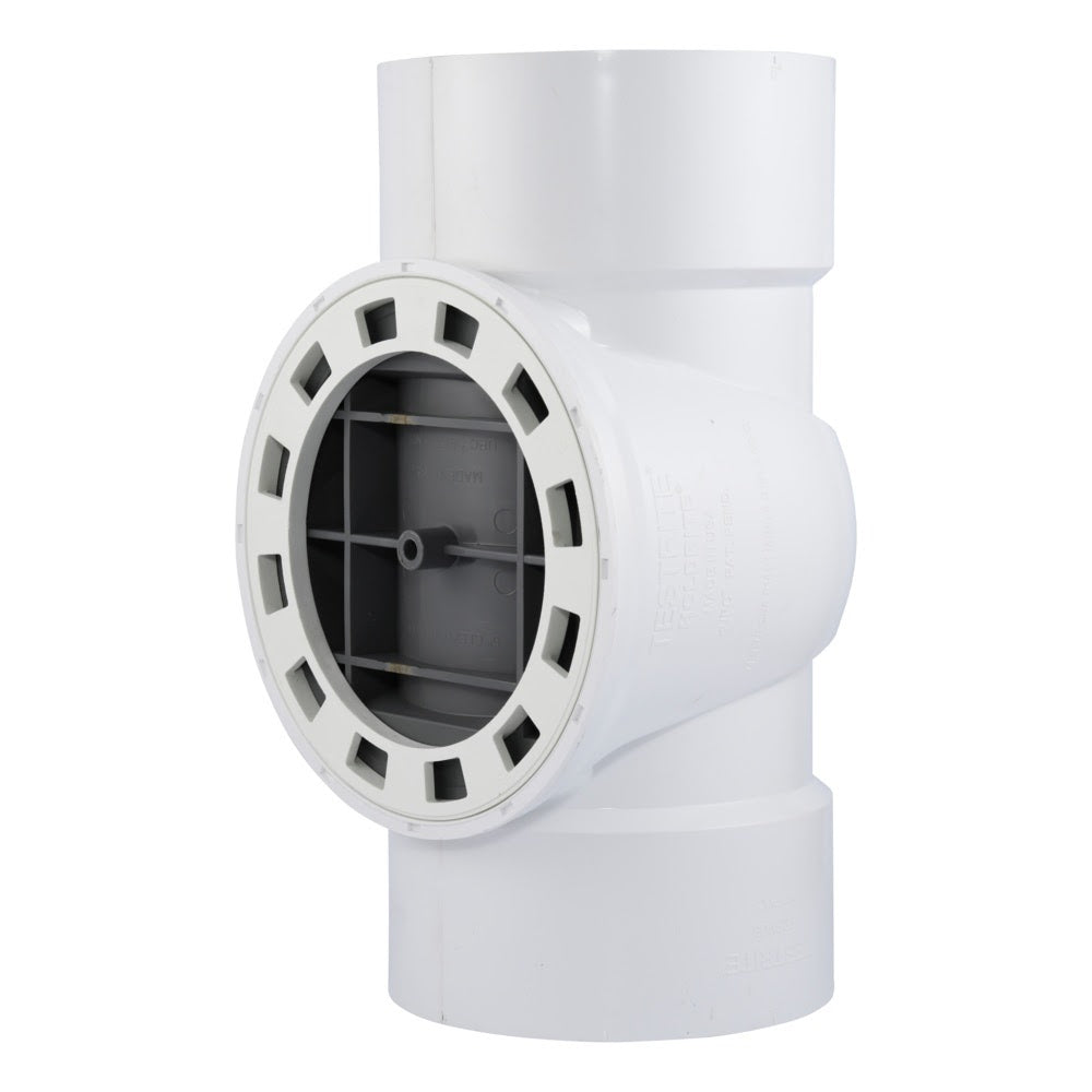 HoldRite TRPVC6A 6 in. TestRite PVC DWV Test Cleanout Tee with Spanner Ring and Plug - 2