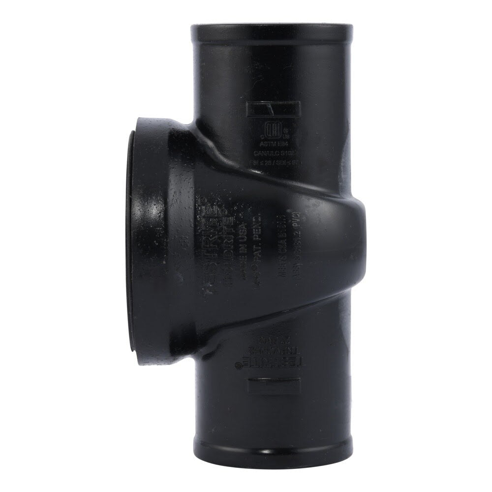 HoldRite TRPVCNH2A-B 2 in. No-Hub DWV Test Cleanout Tee with Spanner Ring and Brass Insert Plug - 3