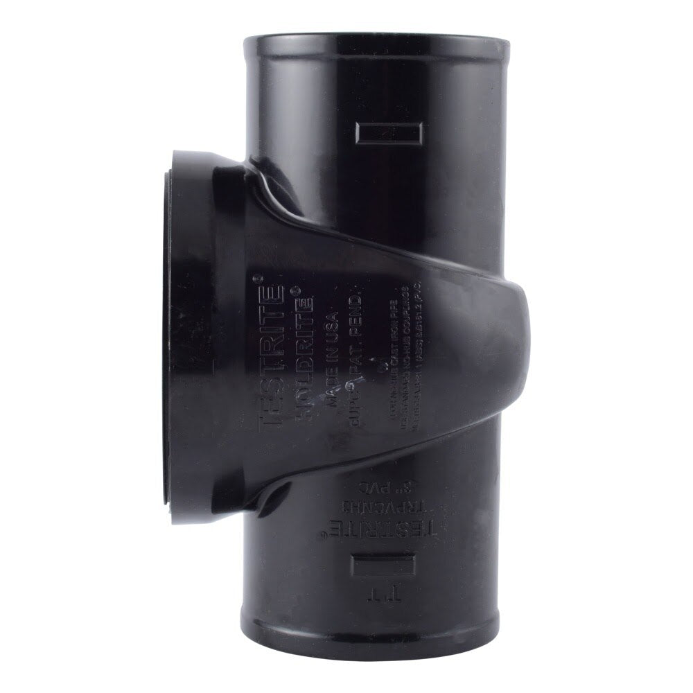 HoldRite TRPVCNH3A 3 in No Hub DWV Test Cleanout Tee with Plug and Spanner Ring - 2